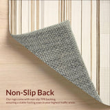 Contemporary Geometric Area Ikat Inspired Beige and Cream Stripe(Beige)