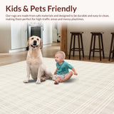 Modern Grid Checkered Neutral Tone Interlocking Rectangle Area(Beige)