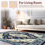 Elegant Medallion Navy Beige Coastal Floral(Ivory)