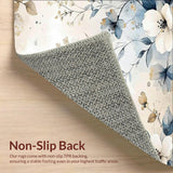 Boho Watercolor Flower Area with Cream Tan Blue Grey Petal Motifs Print(Beige)