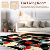 Round Vinyl Record Floor Mat Decor(Black)