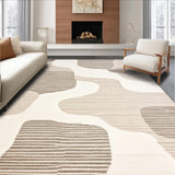 Abstract Geometric Beige Area Contemporary Wavy(Beige)