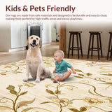 Neutral Floral Jute with Khaki Inspired Botanical Swirls and Curves(Beige)
