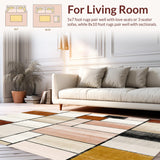 Modern Geometric Area Abstract Beige & Brown(Beige)