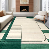 Minimalist Abstract Beige and Dark Green Area Mat(Beige)