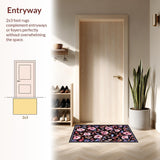 Elegant Black Pink Botanical Motif(Black)