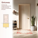 Artistic Floral Area in Blush Pink and Deep Beige Hues(Beige)