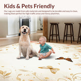 Beige Floral Bloom Area Elegant Butterfly Motif Floor(Beige)