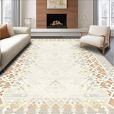 Abstract Horizon Diamond Area in Beige and Ivory Tones(Beige)