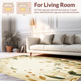 Modern Khaki and Beige Oval with Abstract Floral Design(Beige)