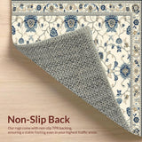 Sophisticated Area Featuring Elegant Beige and Blue Floral Designs(Beige)