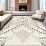 Modern Beige Geometric Diamond Patterned(Beige)