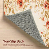 Artistic Floral Area Non Skid Backing Easy Clean Durable Low Pile(Beige)
