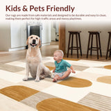 Mid Century Inspired Abstract with Artistic Checkered Beige Design(Beige)