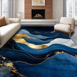 Vibrant Blue Abstract Wave Motif(Blue)