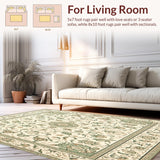 Patio Backyard Oasis Beige Sage Green Floral Medallion Indoor(Ivory)