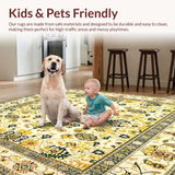 Doormat with Beige Yellow Distressed Design(Beige)