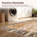 Trendy Patchwork Area with Contemporary Floral Design(Beige)
