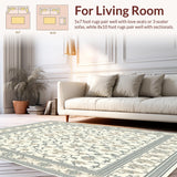 Ornate Scroll Area with Faded Latticework and Subtle Floral Accents(Beige)