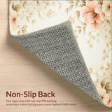 Floral Serenity Beige Elegant Bath Non Slip Shower(Ivory)