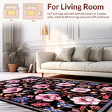 Elegant Black Pink Botanical Motif(Black)