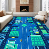 Dynamic Playful Road Traffic Motif(Blue)
