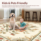 Desert Rose Beige Sage Muted Floral Medallion Floor Accent(Beige)