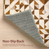 Modern Beige Runner Brown Geometric Waterproof(Beige)