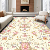 Elegant Vintage Floral Area Delightful Beige Tones(Beige)