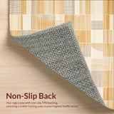 Abstract Checkered Weave Area – Warm Beige Textured(Beige)