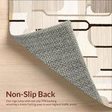 Modern Abstract Area Featuring Creamy Beige and Dark Brown Lines(Beige)