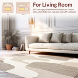 Abstract Geometric Beige Area Contemporary Wavy(Beige)