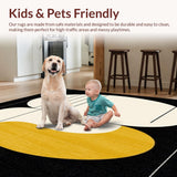 Modern Beige Black & Yellow Abstract Geometric Area(Black)