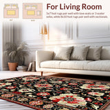 Vivid Flower Motif with Gold Accents(Black)