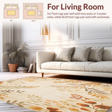 Desert Bloom Beige Area Contemporary Floral Motif(Beige)