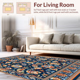 Stylish Area with Elegant Dual Tone Blue and Orange Floral(Blue)