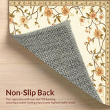 Stylish Beige Kitchen Durable Non Slip Runner with Floral Motif(Beige)