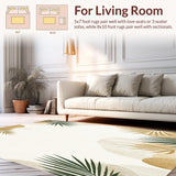 Tropical Inspired Beige Area Abstract Non Slip Decor(Beige)