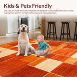 Modern Plush Non Slip Nursery in Orange(Orange)