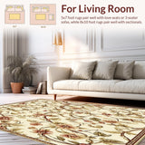 Refined Jacobean Vine Area Sophisticated Floral Floor Covering(Beige)