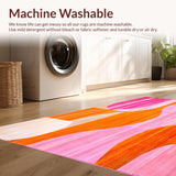 Colorful Abstract Pastel Washable Carpet(Orange)