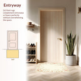 Aura Scallop Bloom Area – Beige Floral Border for Elegant Decor(Ivory)