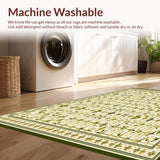 Refined Olive Wool Runner with Intricate Lattice and Floral Embellishments(Beige)