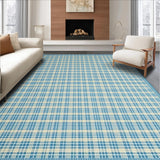 Abstract Loops Area Blue Beige Checkered Design(Blue)