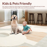 Minimalist Ivory Beige Area with Intersecting Circles and Angular Forms(Beige)