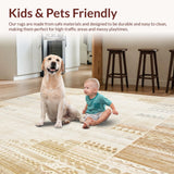 Artisan Crafted Beige & Sand Palette Geometric Distressed Motif(Beige)