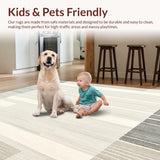 Mid Century Modern Area Light Grey and Beige Geometric(Beige)