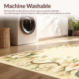 Elegant Floral Runner with Non Slip Backing in Beige Tones(Beige)
