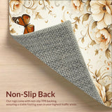 Artistic Beige Blossom Graceful Butterfly Flower Area(Beige)