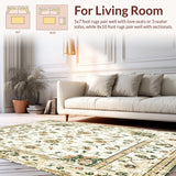 Vintage Floral Farmhouse Beige and Sage Green Accent(Beige)